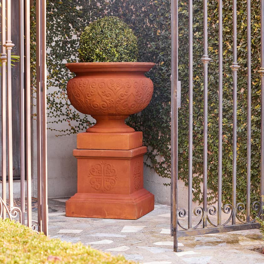 Renaissance Urn and Pedestal - Rust