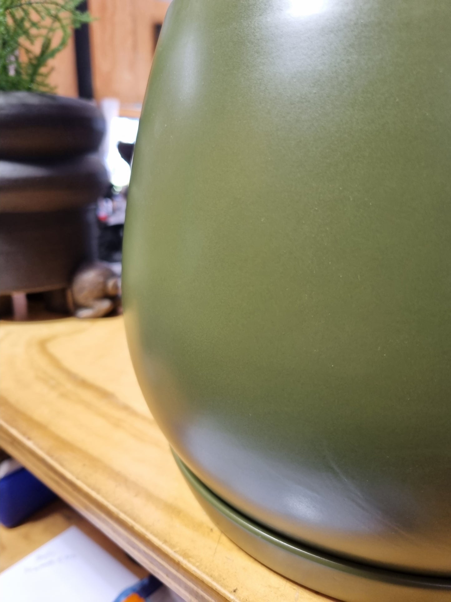 Deep Green Egg Pot and Saucer