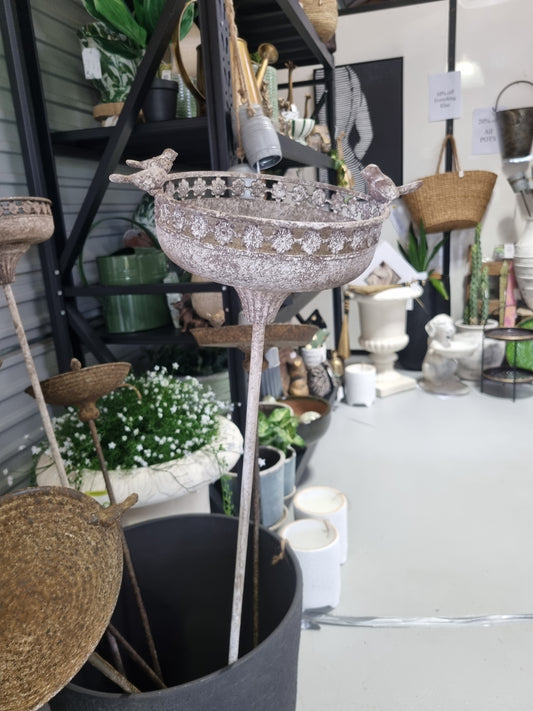 Antique Metal Bird Feeder Stake