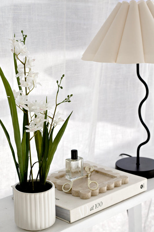 Faux Mini Cymbidium w/Ceramic Pot 55cm