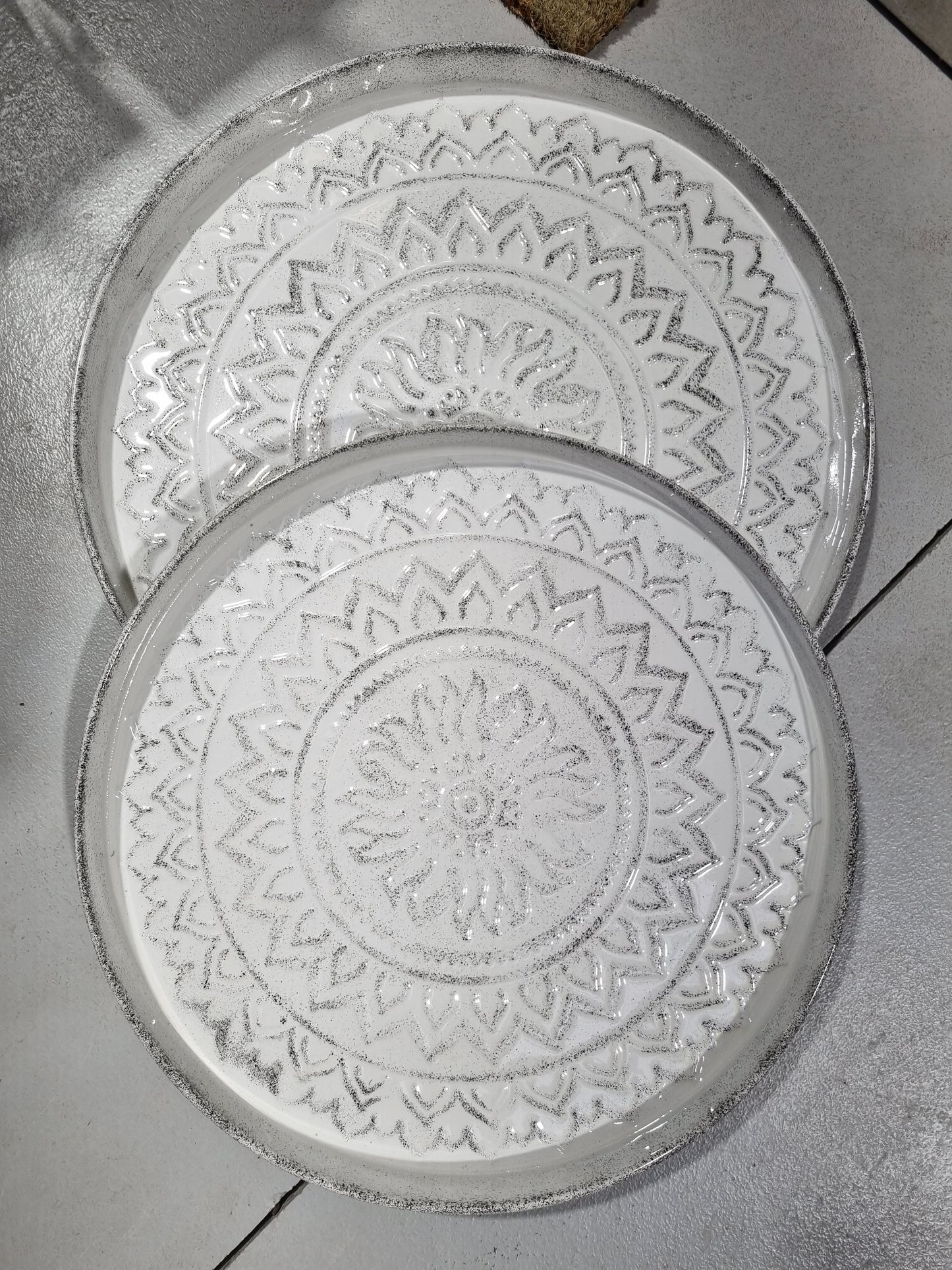 Aztec Metal Trays - White