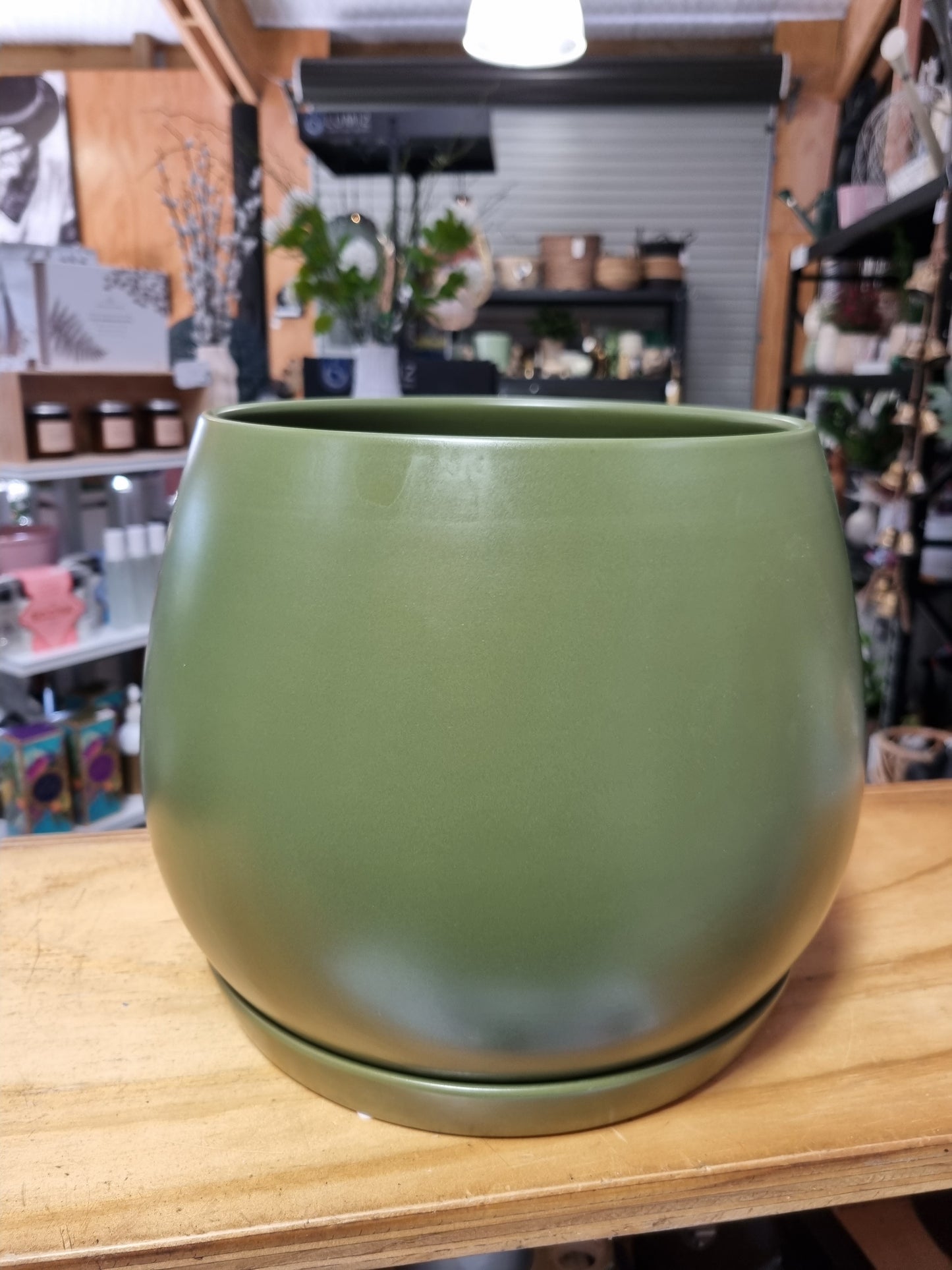 Deep Green Egg Pot and Saucer