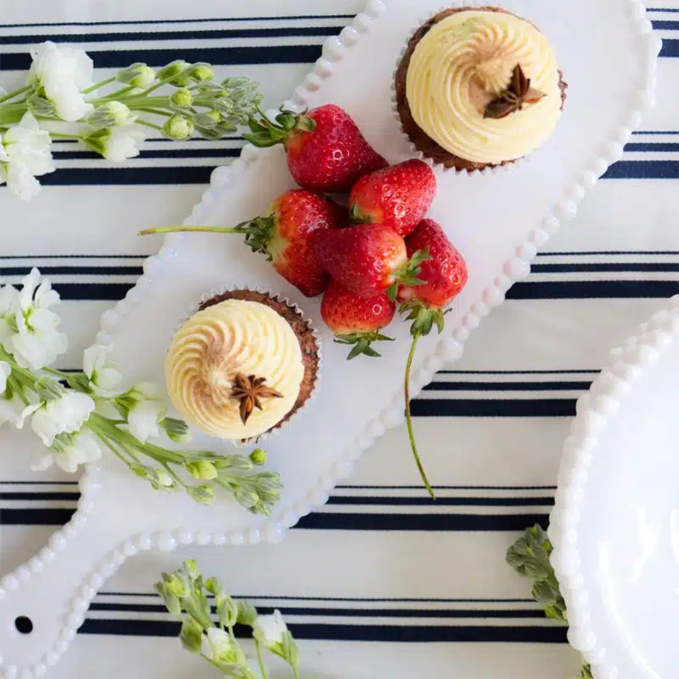 Melamine Pearl Platter with Handle 43cm