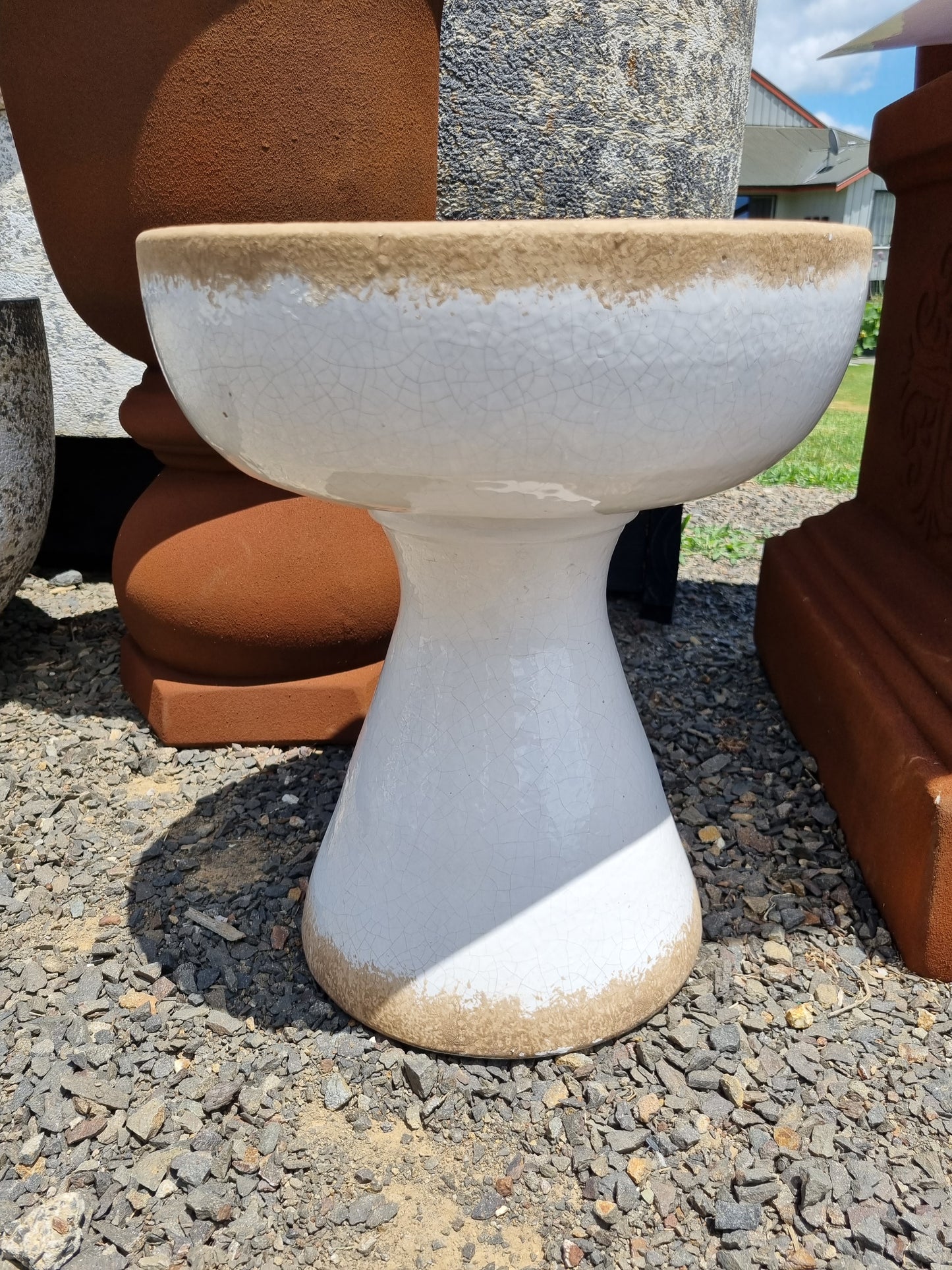 Maytime Pedro Glazed Tall Planter / Birdbath