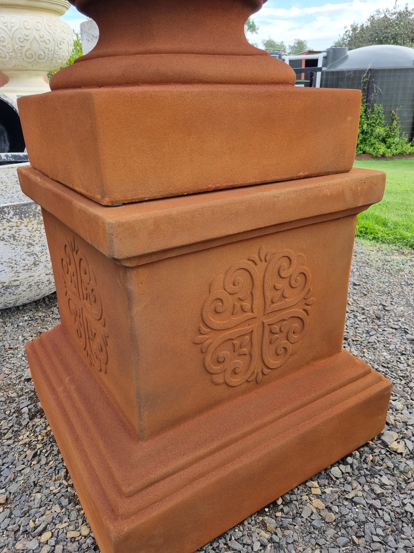 Renaissance Urn and Pedestal - Rust