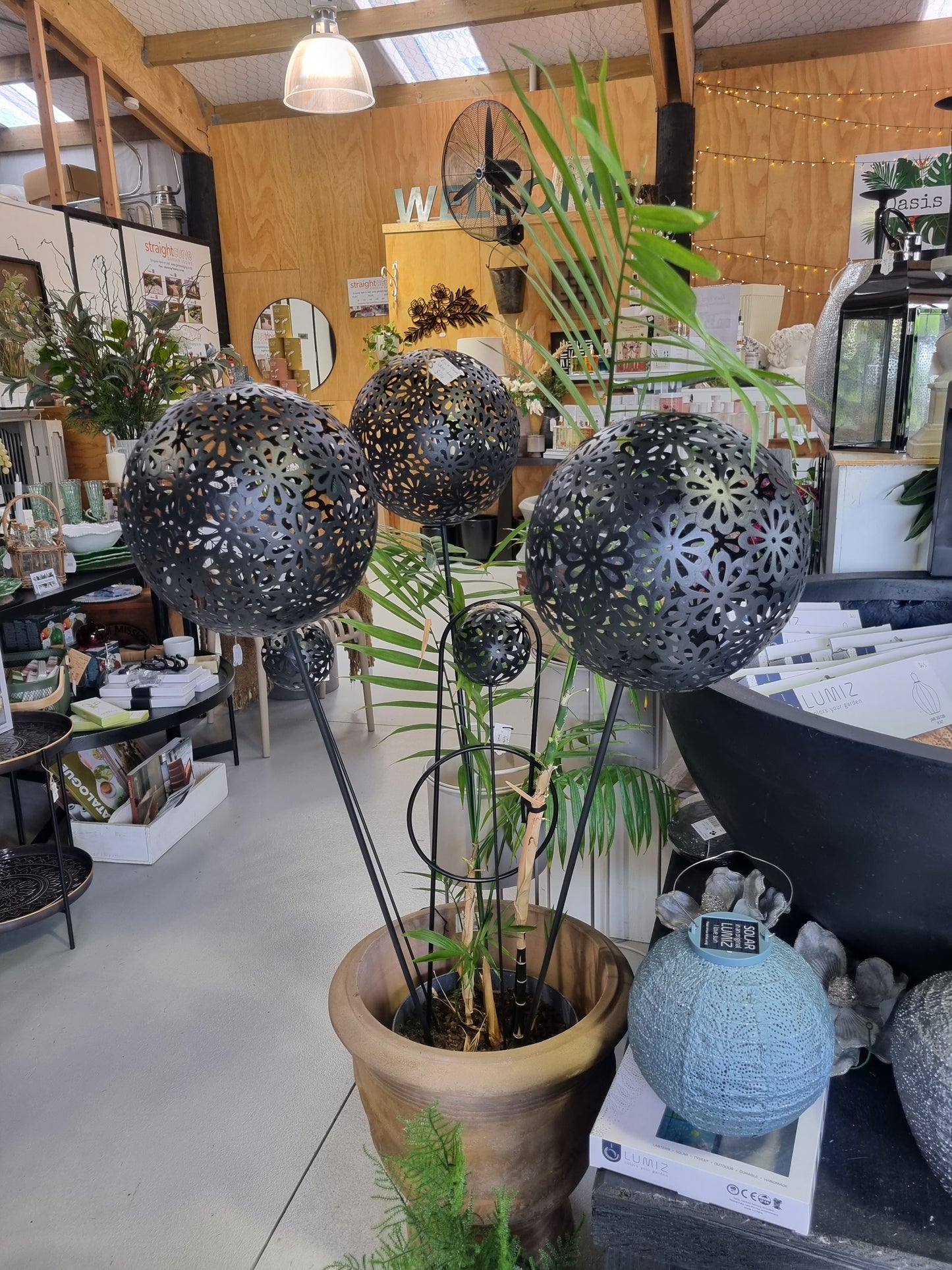 Floral Sphere Stake - Large Black