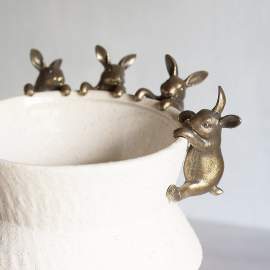 Rabbit Pot Ornament - Gold / Bronze