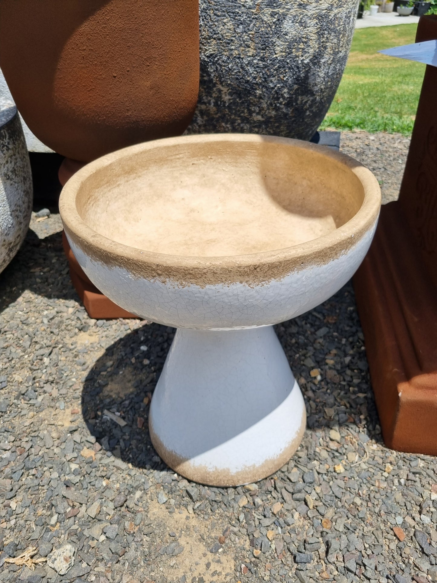 Maytime Pedro Glazed Tall Planter / Birdbath