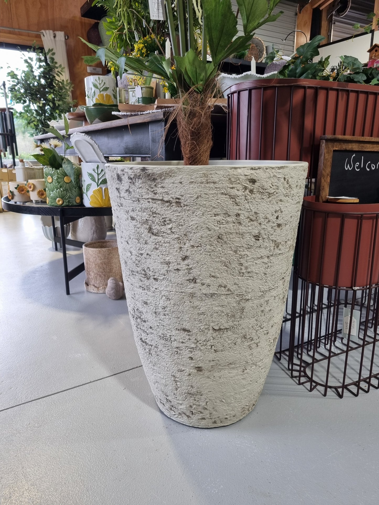 Rustic Stone Look Tall Planter