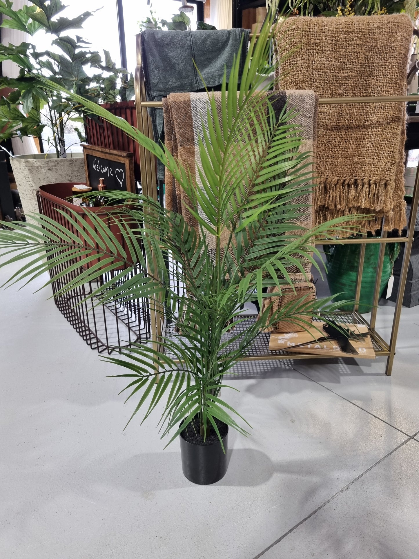 Faux Areca Palm in Black Pot 90cm