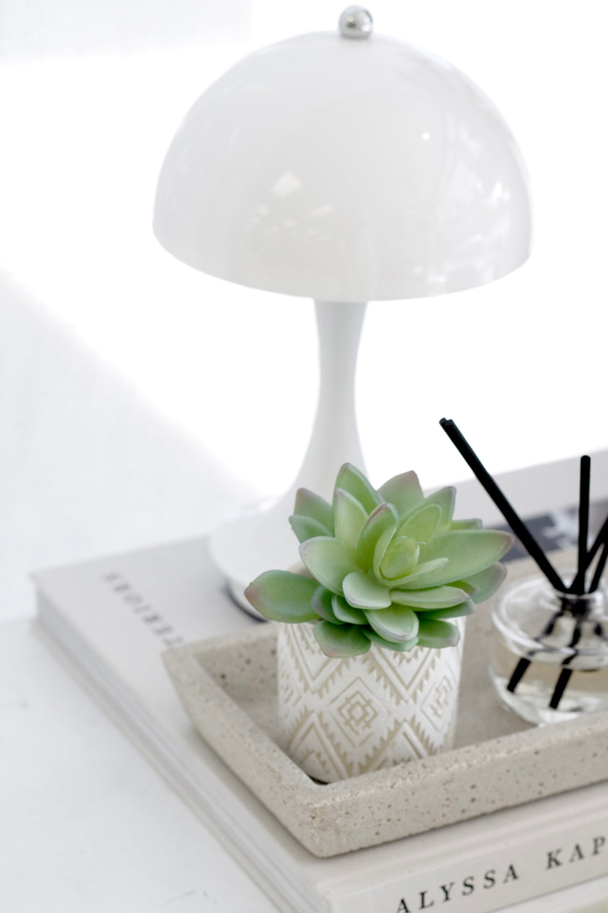 Faux Lotus Succulent Green/Grey Tips 13cm