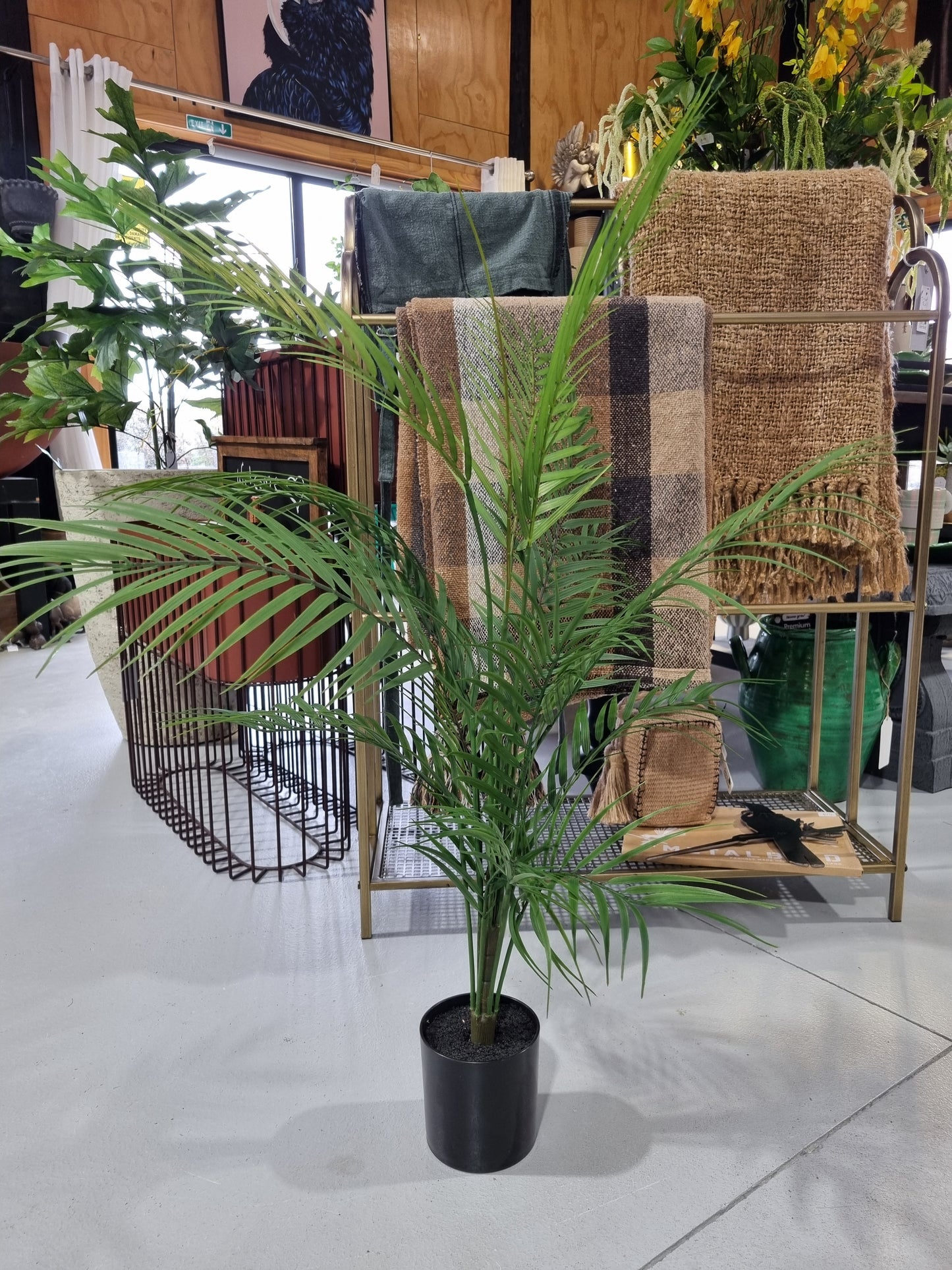 Faux Areca Palm in Black Pot 90cm