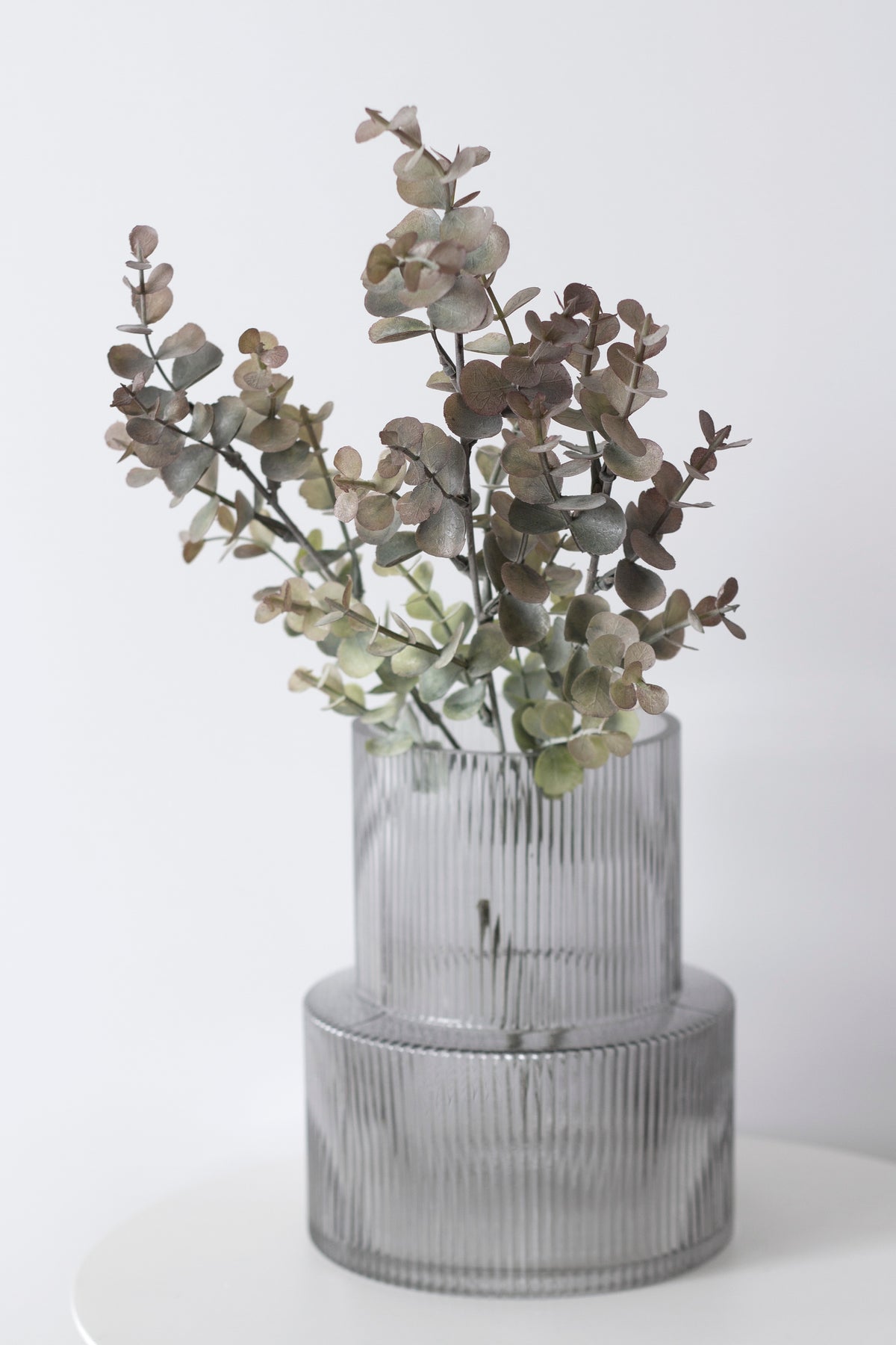 Faux Silver Dollar Grey Pink Stem 65cm