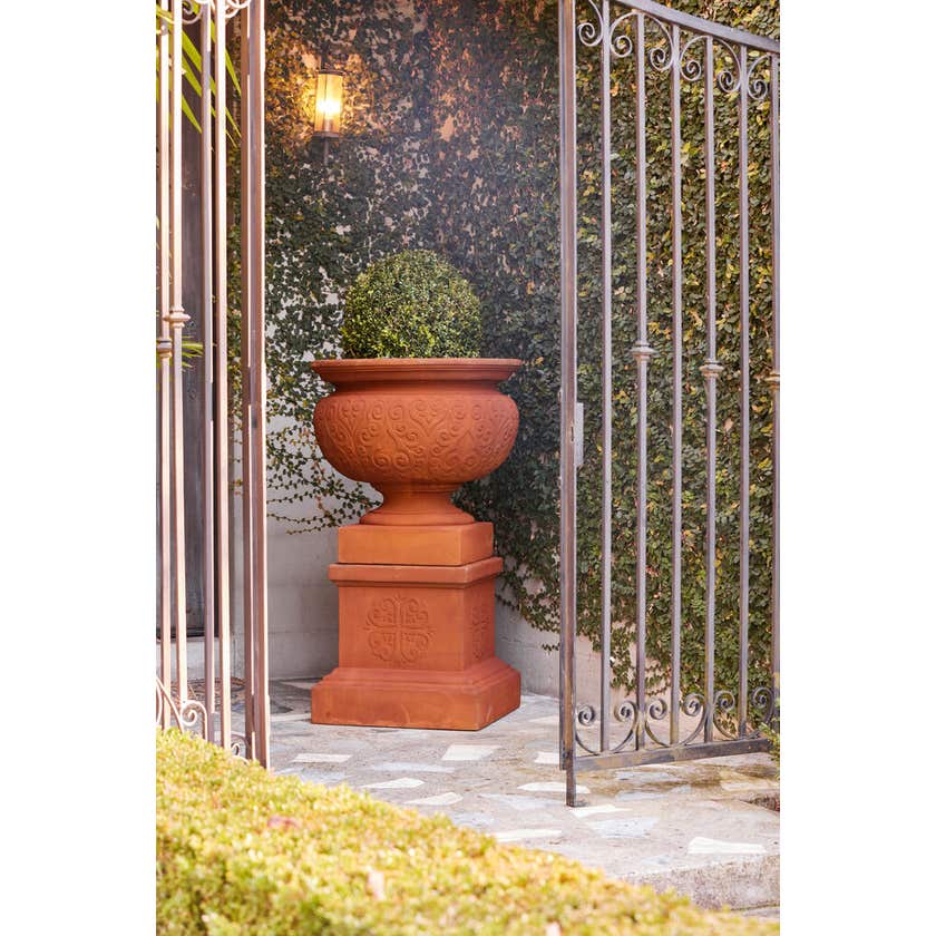 Renaissance Urn and Pedestal - Rust