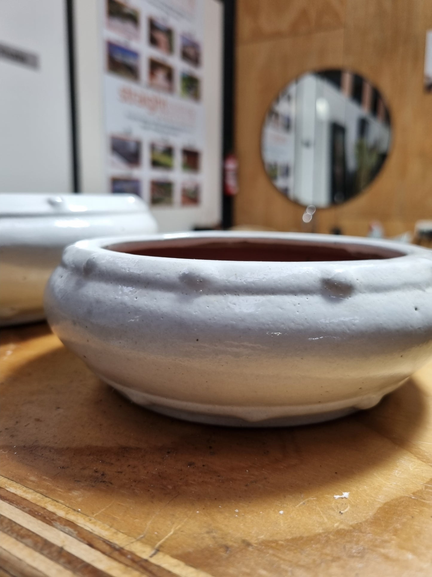White Studded Bonsai Pots