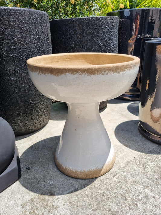 Maytime Pedro Glazed Tall Planter / Birdbath