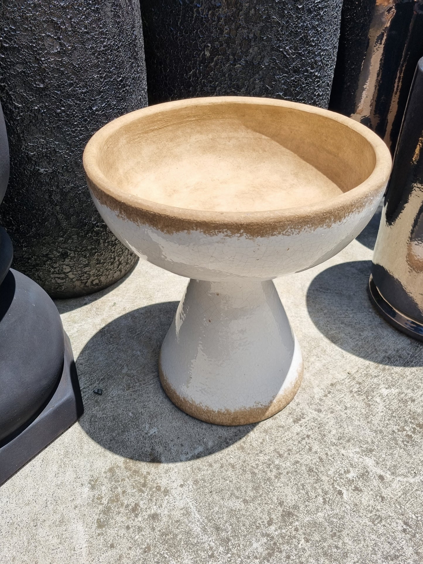Maytime Pedro Glazed Tall Planter / Birdbath