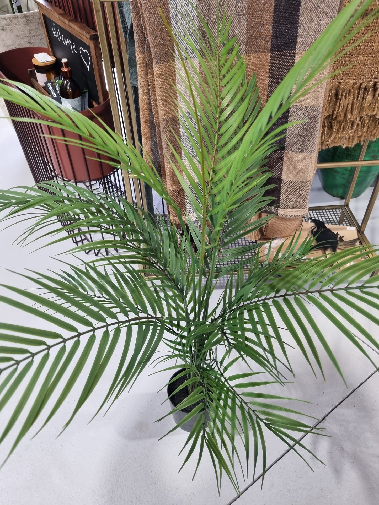 Faux Areca Palm in Black Pot 90cm