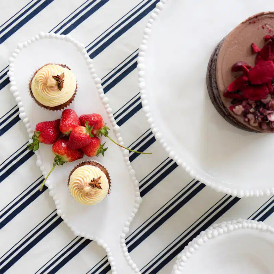 Melamine Pearl Platter with Handle 43cm