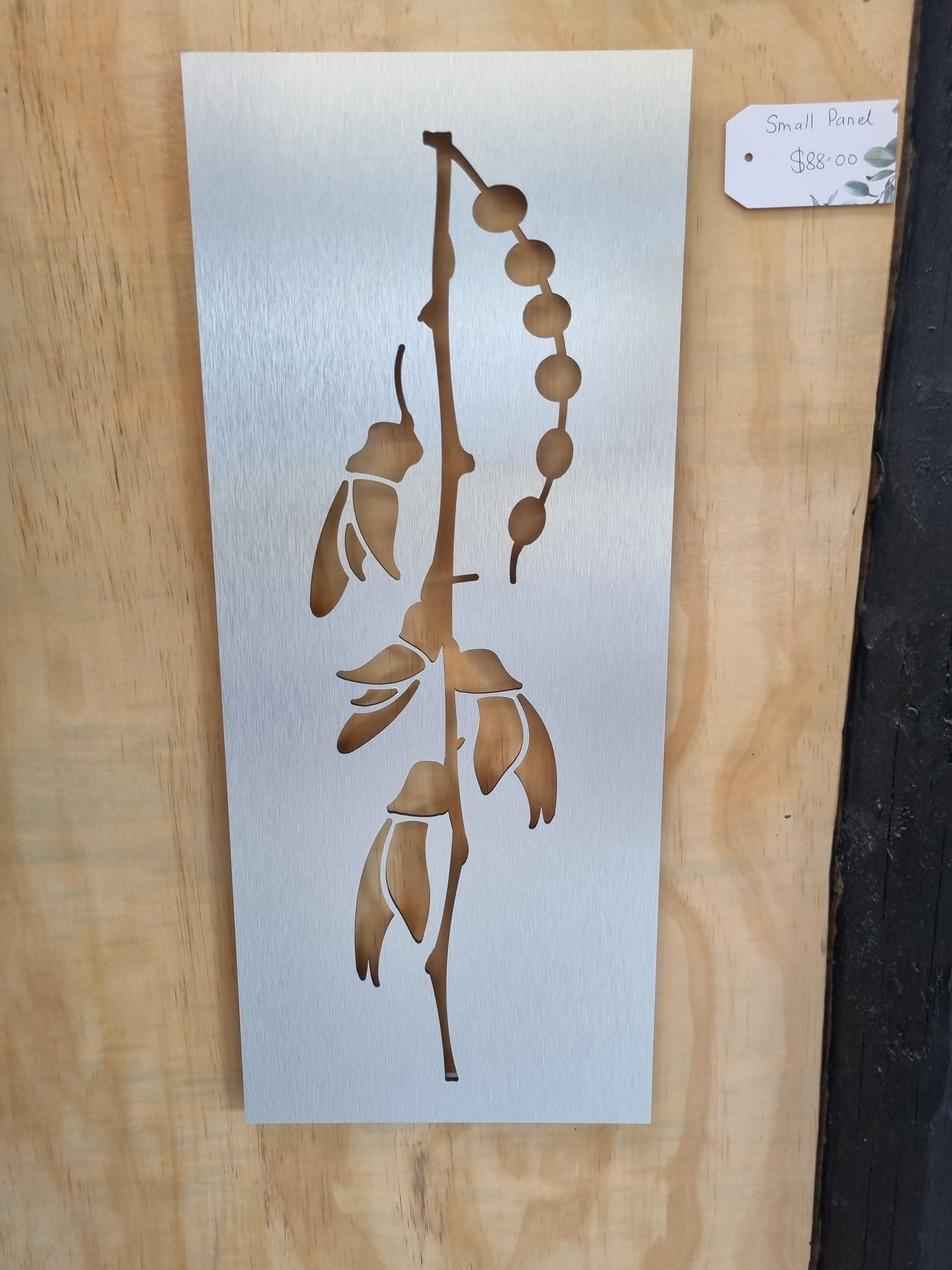 Kowhai Flower Art Panel - Brushed Silver