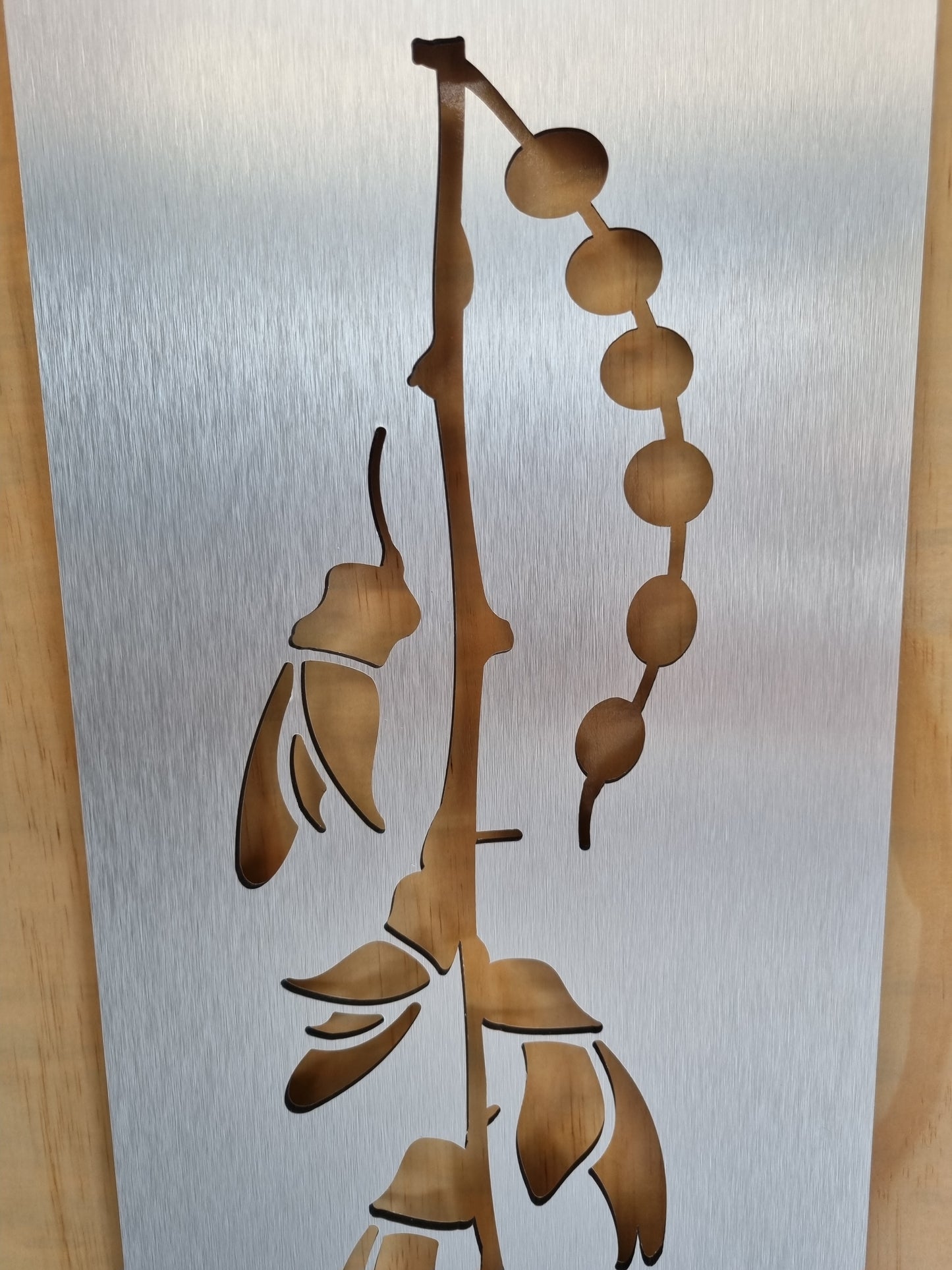 Kowhai Flower Art Panel - Brushed Silver