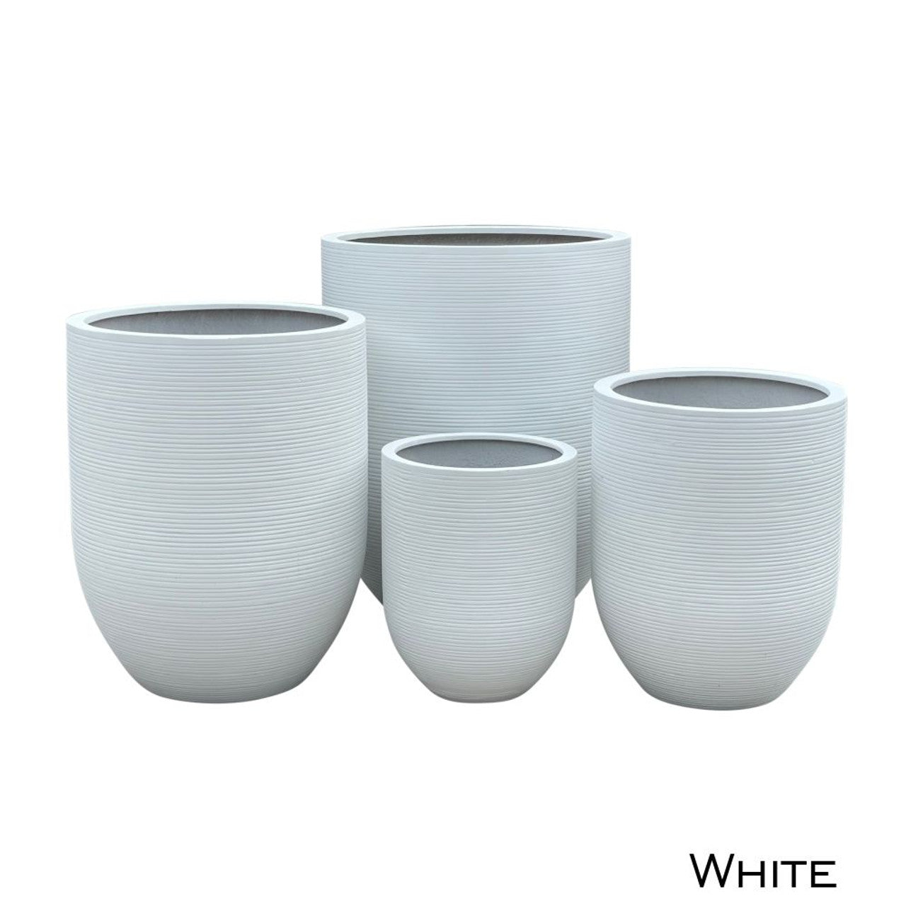 Saxton Ribbed Pots - White